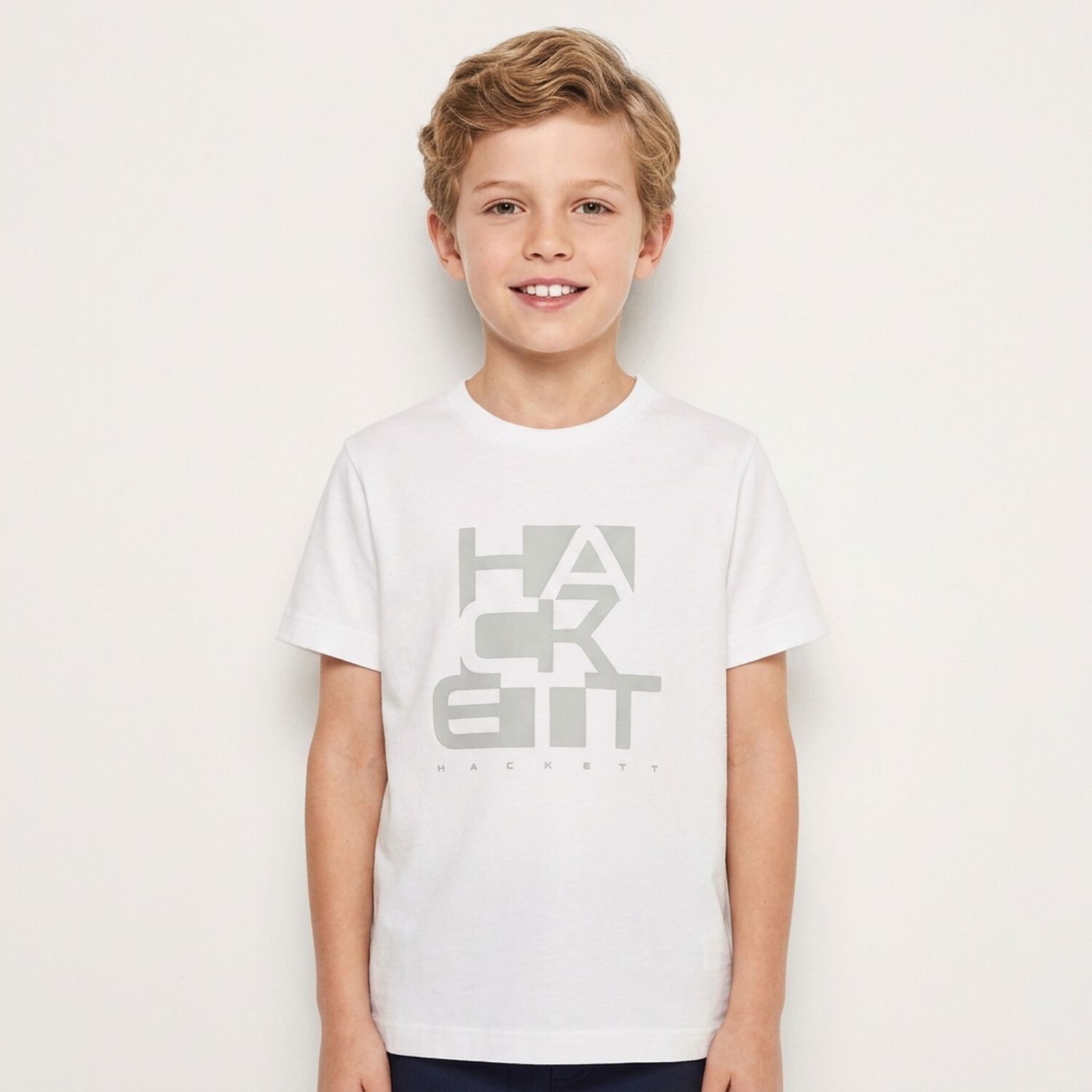 Boys White Logo T-Shirt, 3, hi-res