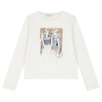 Girls Ivory Long Sleeve Top