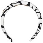 Girls Black & White Floral Padded Headband, 1, hi-res