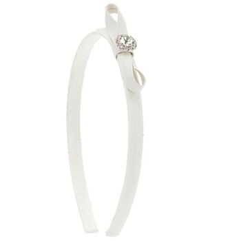 طوق شعر مزين بفيونكة للبنات باللون الأبيض