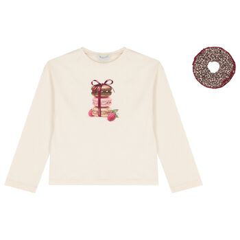 Girls Ivory Macarons Long Sleeve Top Set