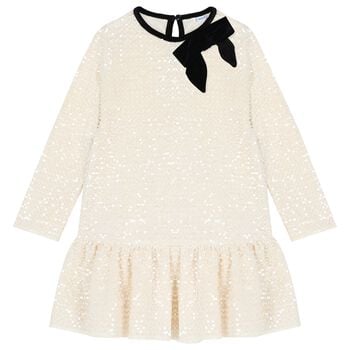 Girls Ivory Embellished Dress