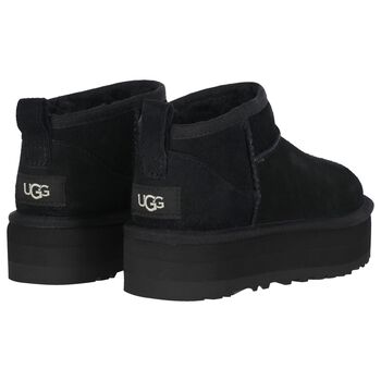 Girls Black Classic Ultra Mini Platform Suede Boots