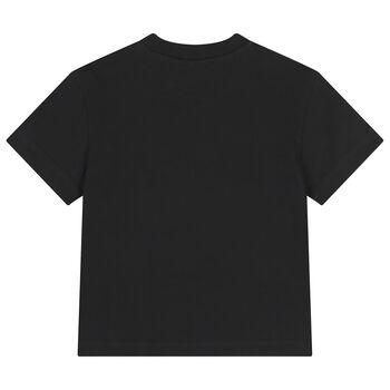 Girls Black Teddy Bear Logo T-Shirt