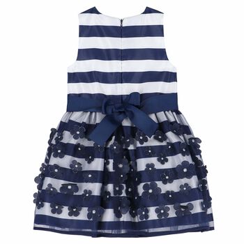 Girls Navy Blue & White Dress