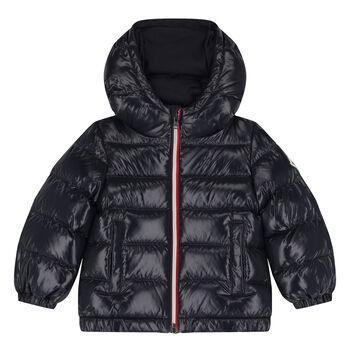 Younger Boys Navy Blue Logo Puffer Jacket
