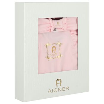Baby Girls Pink Logo Babygrow Gift Set