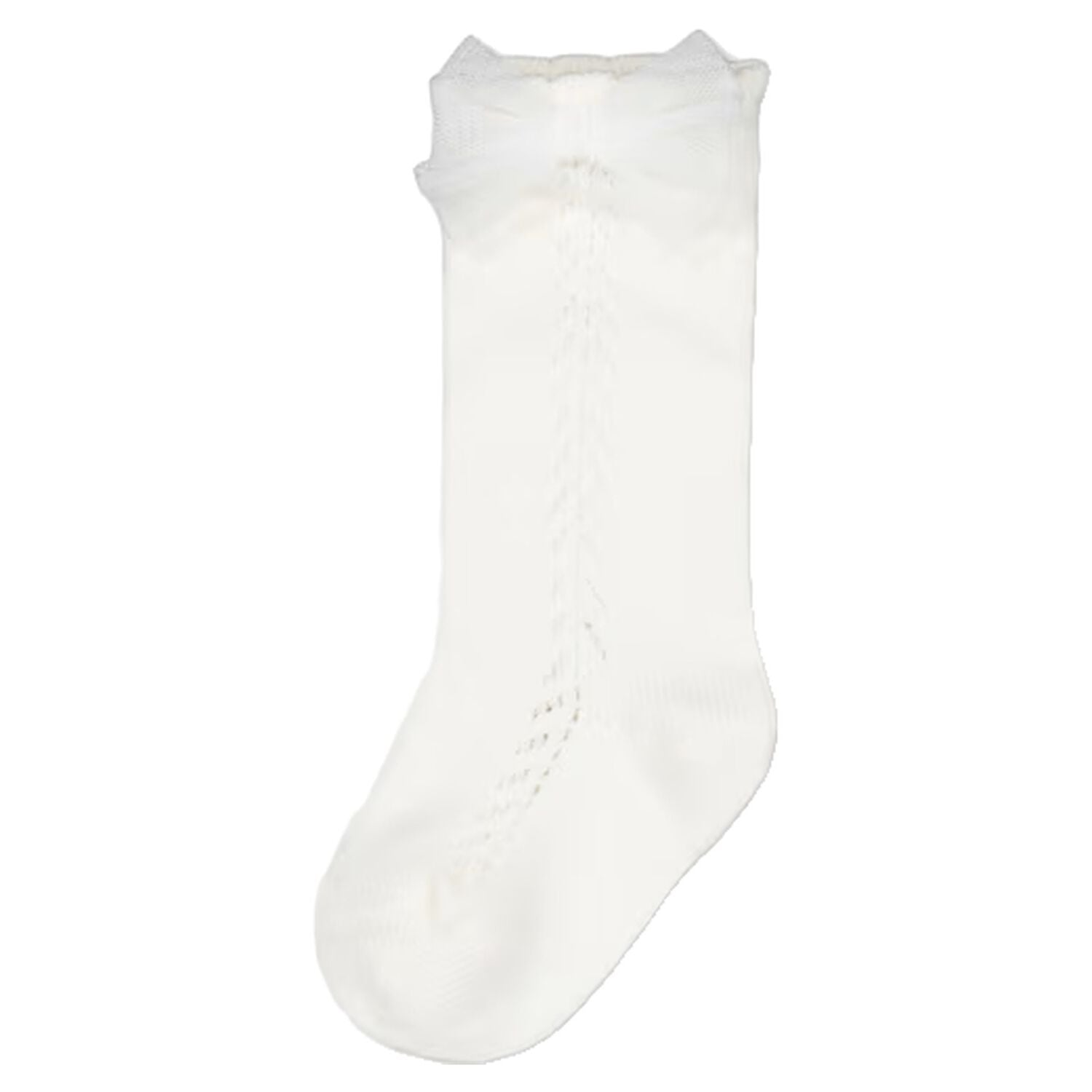 Younger Girls White Bow Knitted Socks, 4, hi-res