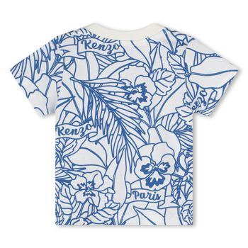 Younger Boys Ivory & Blue Logo T-Shirt