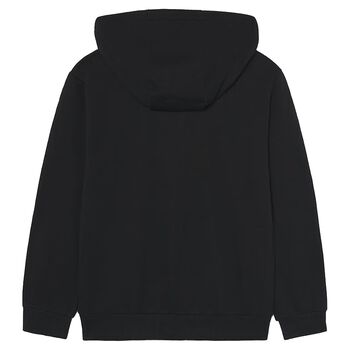Boys Black Hooded Zip Up Top