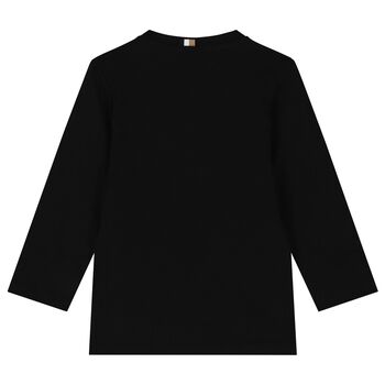 Younger Boys Black Logo Long Sleeve Top