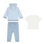 Baby Boys White & Blue 3 Piece Tracksuit, 1, hi-res