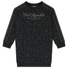 Girls Black Logo Dress, 1, hi-res