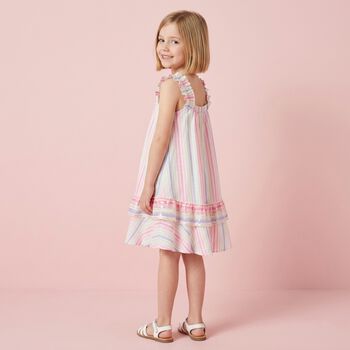 Girls Multi-Coloured Stripes Embellished Dress