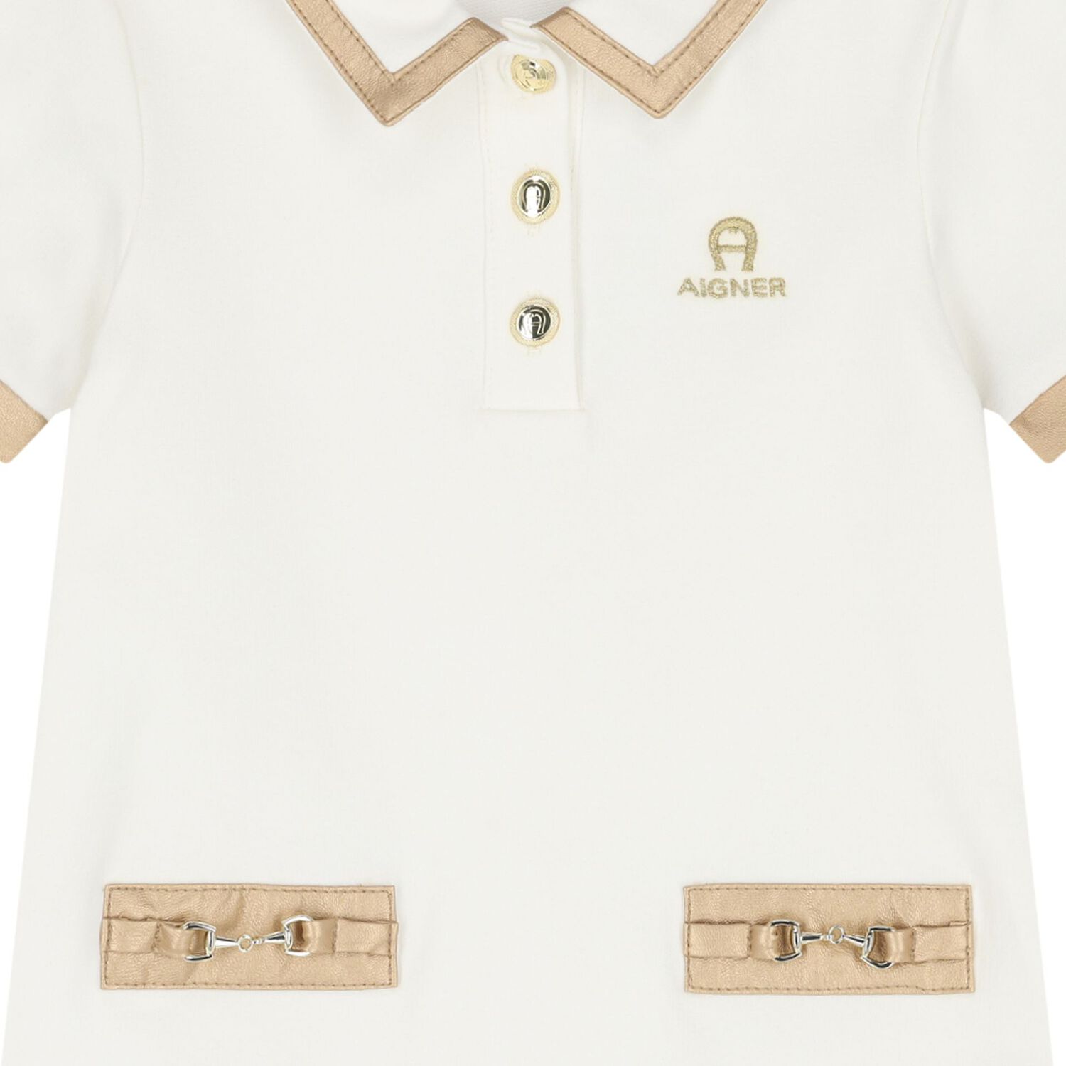 Younger Girls Ivory Logo Dress, 1, hi-res