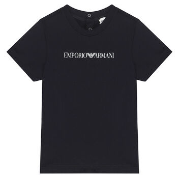 Younger Boys Navy Logo T-Shirt