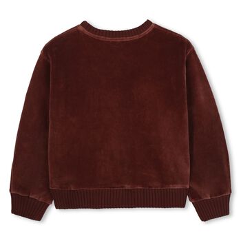 Girls Burgundy Logo Velour Sweatshirt