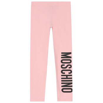 Girls Pink Logo Leggings