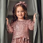 فستان بنات مطرز باللون الوردي, 1, hi-res