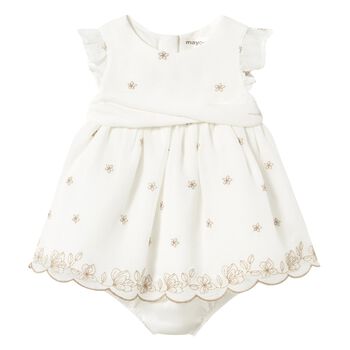 Baby Girls Ivory Embroidered Dress Set