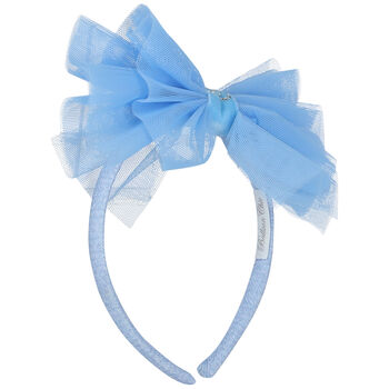 Girls Blue Tulle Bow Headband