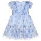 Girls Blue Ruffle Dress, 1, hi-res