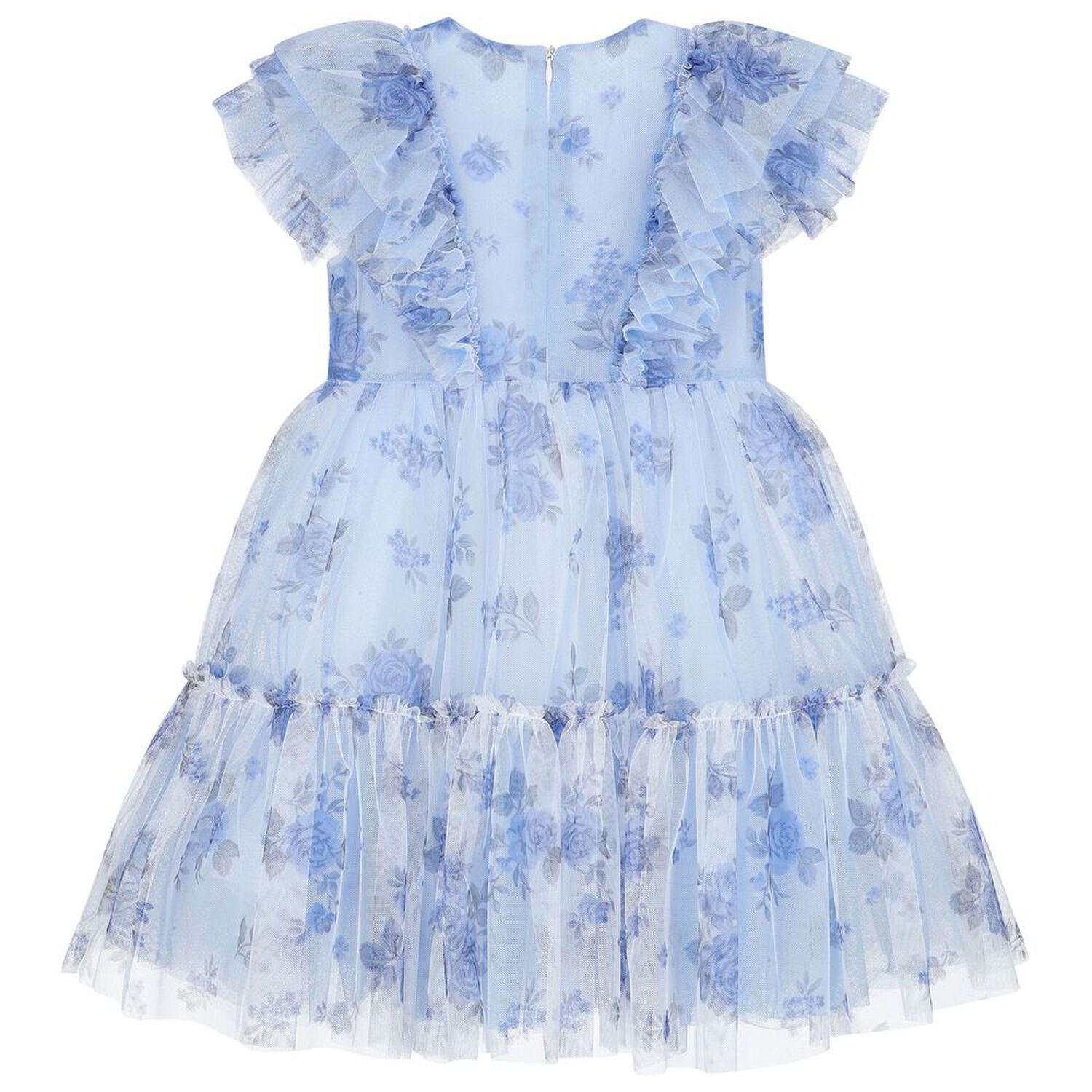 Girls Blue Ruffle Dress, 1, hi-res image number null