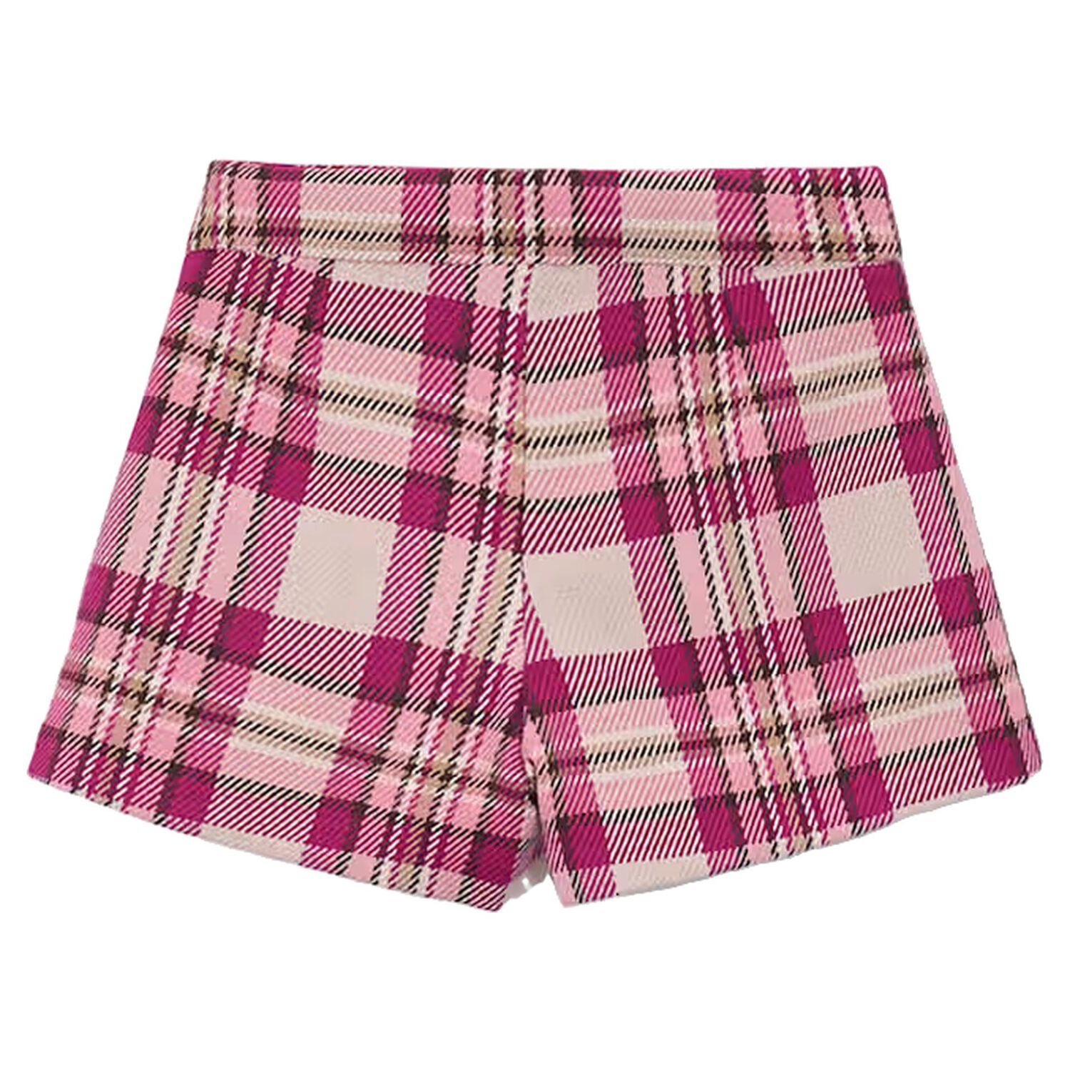 Girls Pink & Beige Plaid Shorts, 1, hi-res