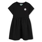 Girls Black Logo Dress, 1, hi-res