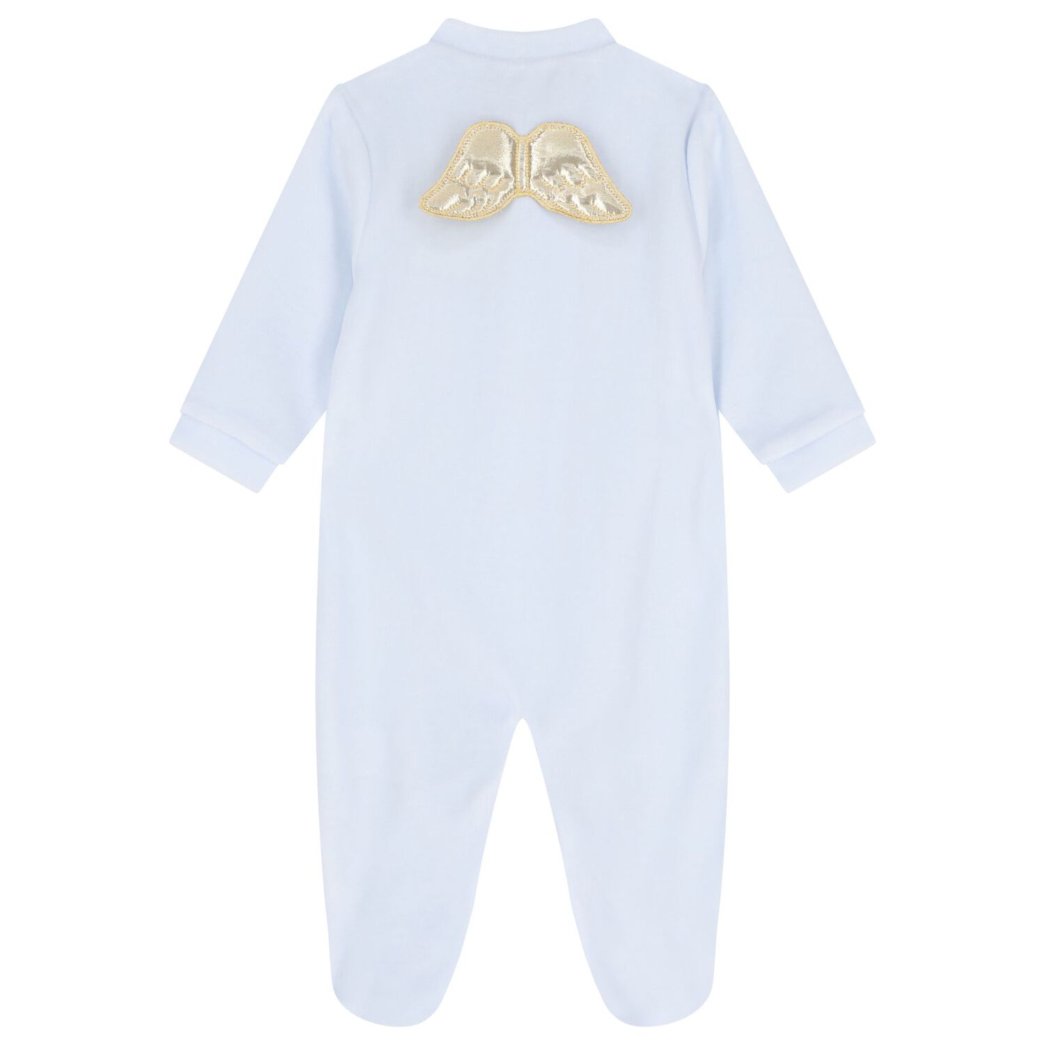 Baby Boys Blue Wings Velour Babygrow, 1, hi-res