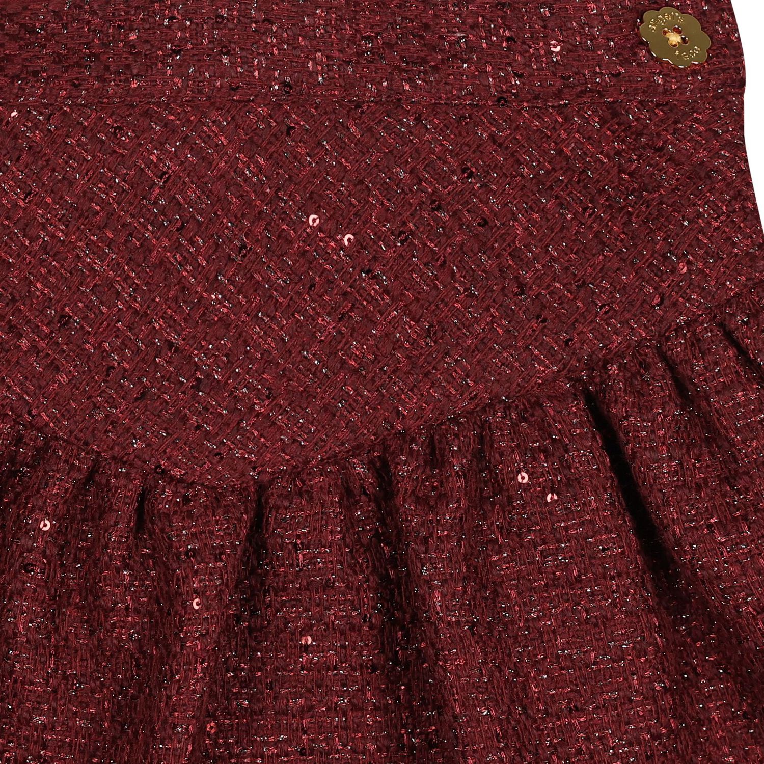 Girls Burgundy & Gold Tweed Frankie Skirt, 1, hi-res
