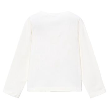 Girls Ivory Embroidered Floral Long Sleeve Top