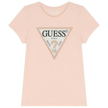 Girls Pink Diamante Logo T-Shirt