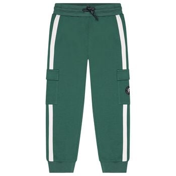 Boys Green Logo Joggers