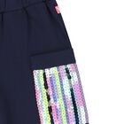 Girls Navy Blue Sequin Pocket Trousers, 1, hi-res