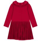 Girls Red Pleated Dress, 2, hi-res