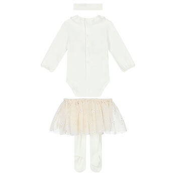 Baby Girls Ivory 3 Piece Bodysuit & Tutu Set