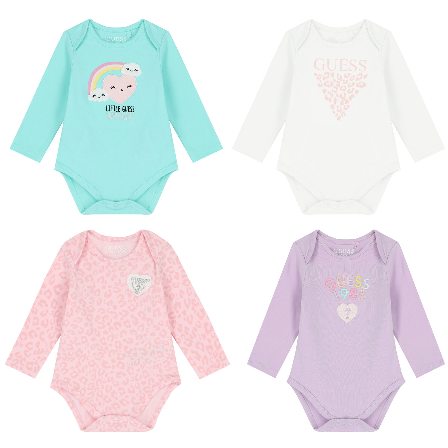 طقم بودى سوت بالشعار للبنات (4 قطع), 1, hi-res