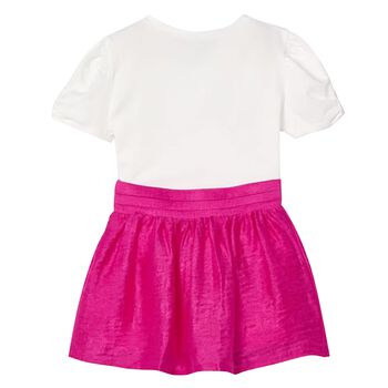 Girls White & Pink Skirt Set