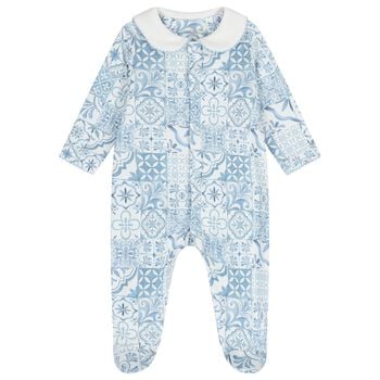 Baby Boys Blue & White Babygrow
