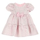 Baby Girls Pink Jacquard Tiered Dress, 1, hi-res