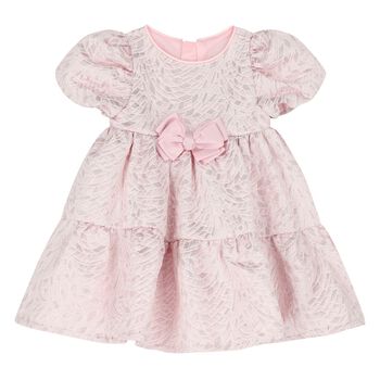 Baby Girls Pink Jacquard Tiered Dress