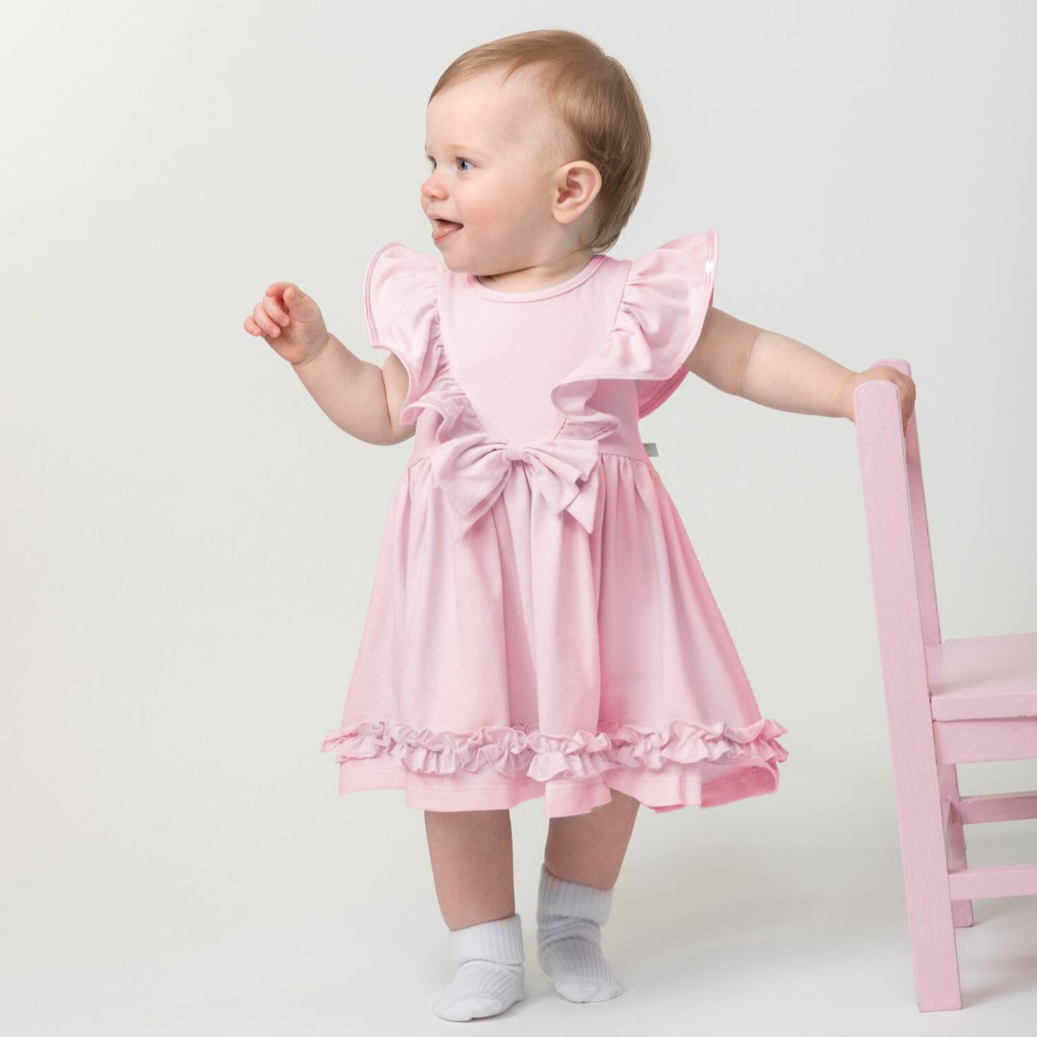 Baby Girls Pink Ruffle Dress, 2, hi-res image number null