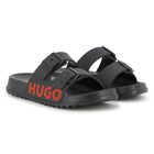 شباشب للأولاد بشعار باللون أسود, 1, hi-res