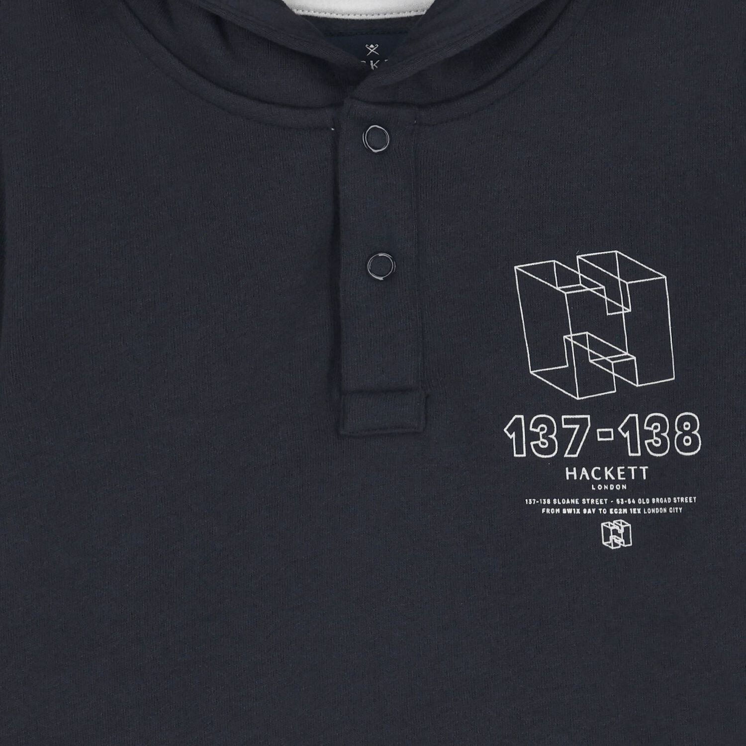 Boys Navy Blue Logo Hooded Top, 1, hi-res