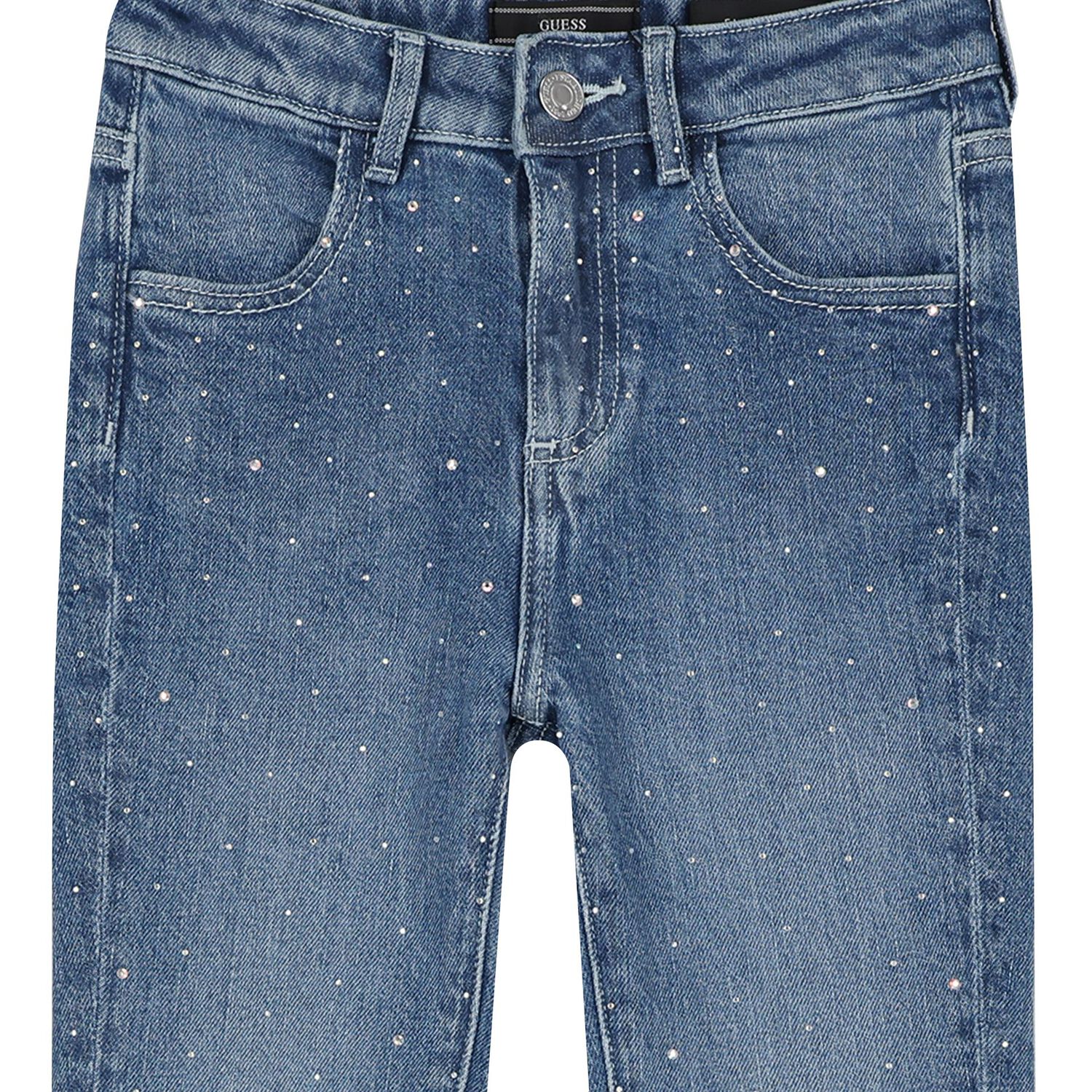 Girls Blue Embellished Denim Jeans, 1, hi-res image number null