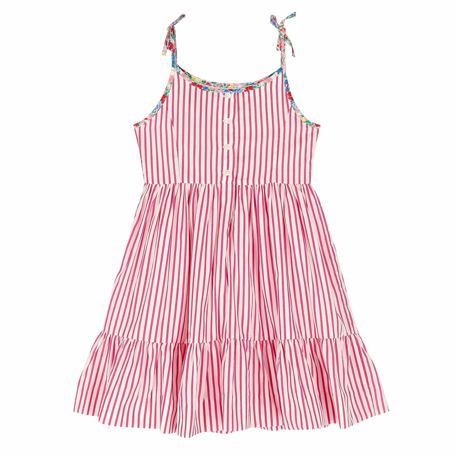 Girls Pink & White Sleeveless Dress, 1, hi-res image number null