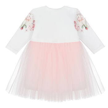 Baby Girls White & Pink Floral Dress