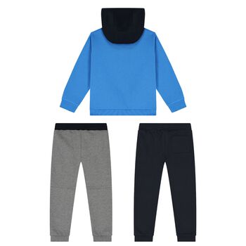 Boys Blue, Grey & Navy Blue 3 Piece Tracksuit Set