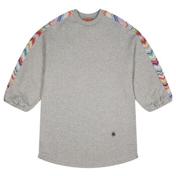 Girls Grey Zig Zag Dress